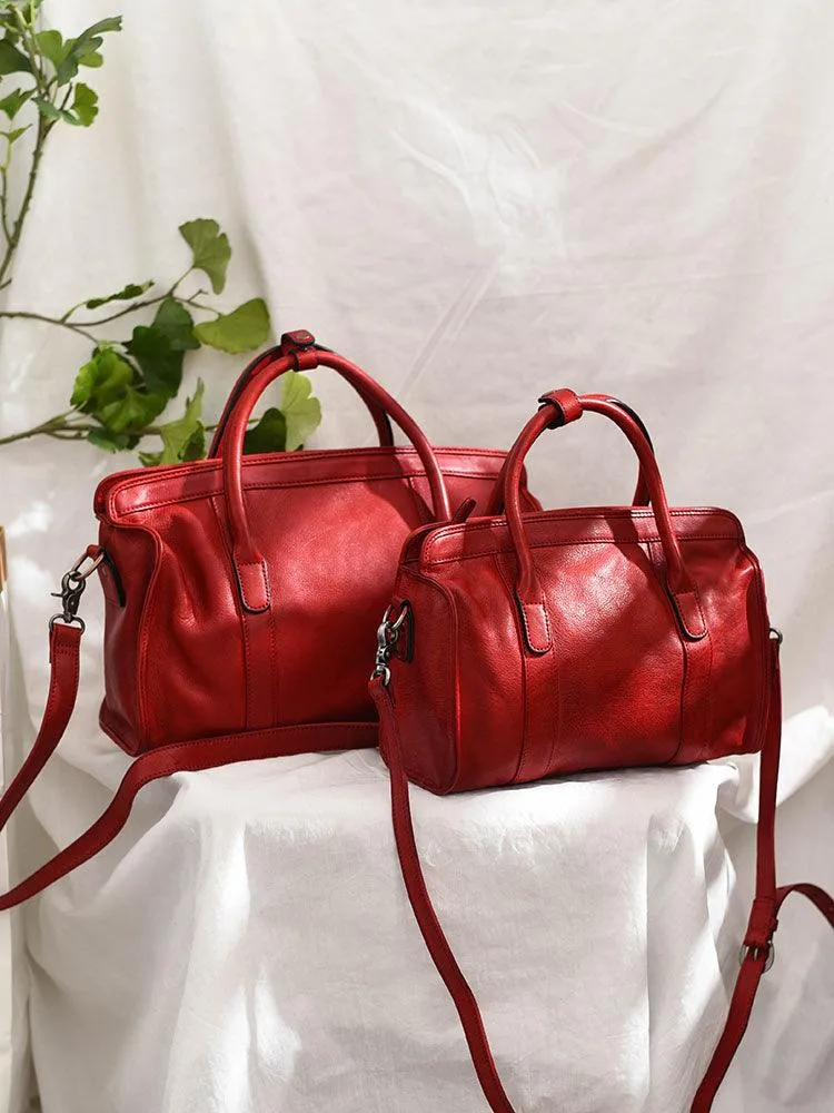 Casual Utility Weekend Wear Large Size Retro Handcrafted Leather Tote Bag | Full Grain Leather Shoulder Bag | Cowhide Crossbody Bag | Boston Bag Handbag | Unisex Gift