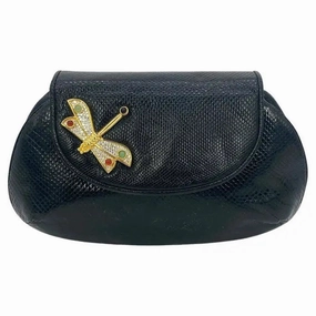 Judith Leiber Black Lizard Dragonfly Clutch Weekend Look