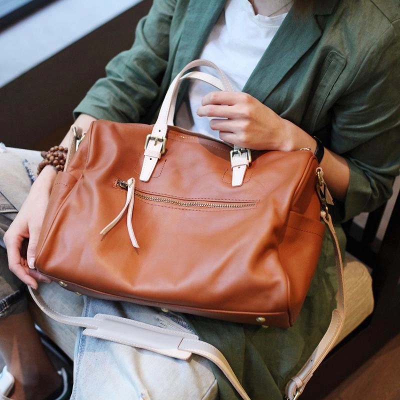 Street Spirit Compact Form Fashion Womens Tan Soft Leather Handbag Women's Black Satchel Handbags Shoulder Bag for Women