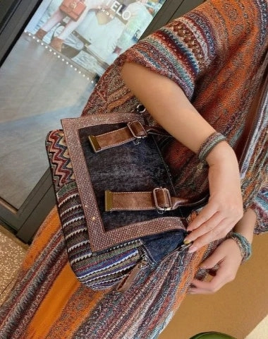 Boho Crossbody Bag Women Canvas Boho Shoulder Bag Boho Handbag Black Gray Canvas Ladies Handbags Compact Form