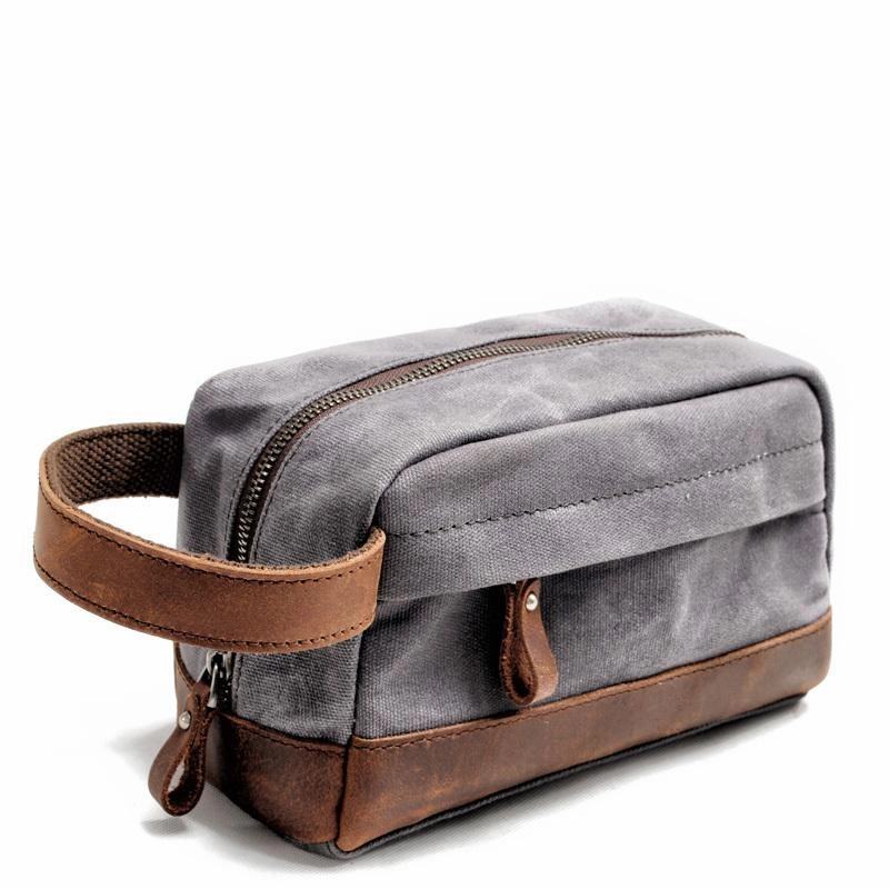 Fashion Lifestyle Fashion Outfit Cool Canvas Leather Mens Clutch Bag Handbag Storage Bag Wash Bag For Men