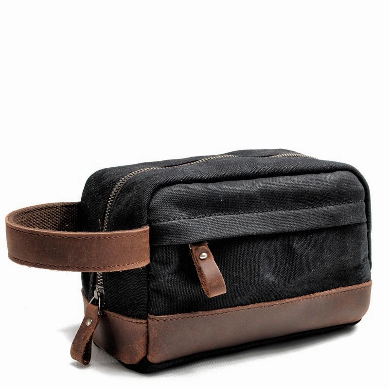 Smart Geometry Cool Canvas Leather Mens Clutch Bag Handbag Storage Bag Wash Bag For Men