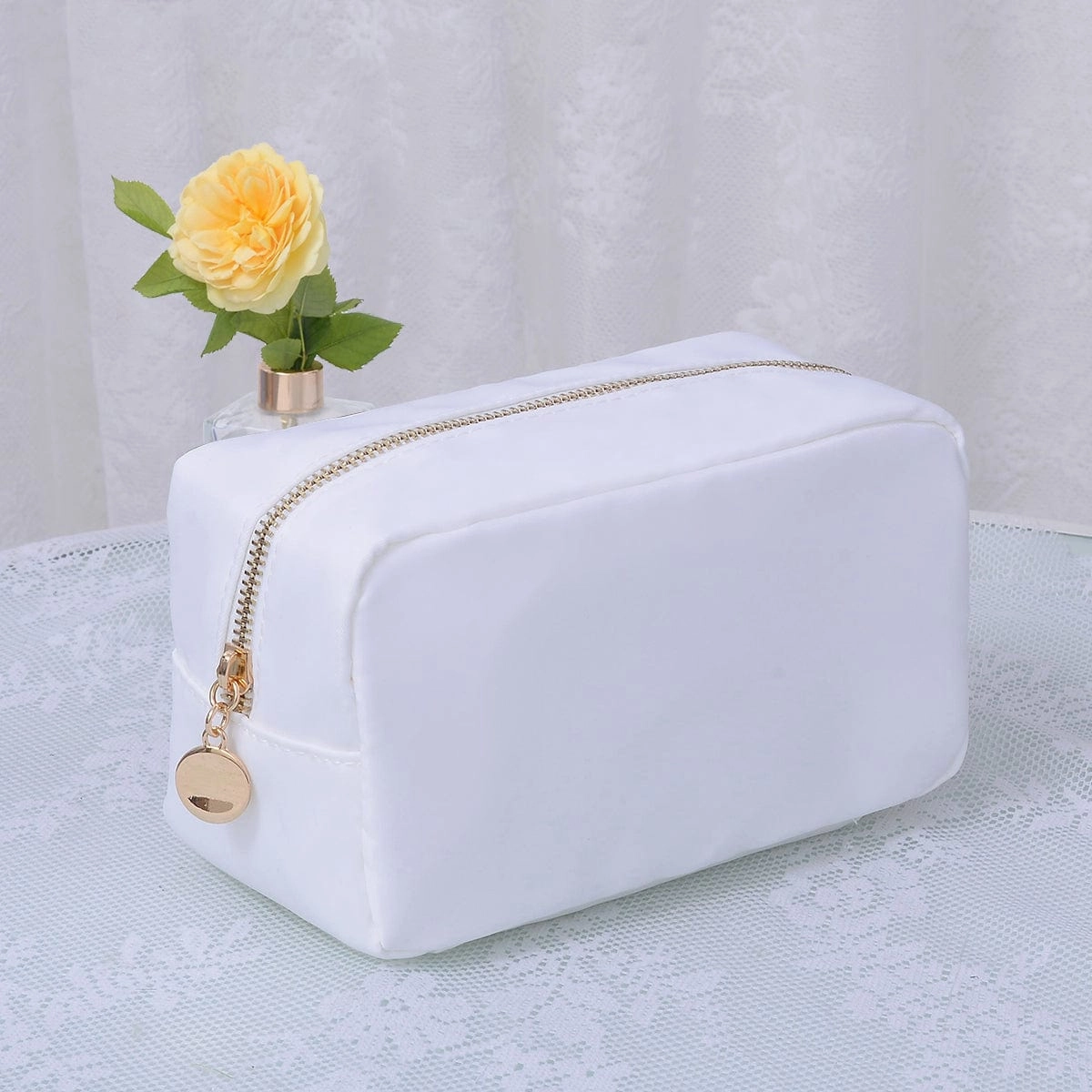 HM1012 Emma Round Zippered Nylon Cosmetic Pouch Bag Simple Travel