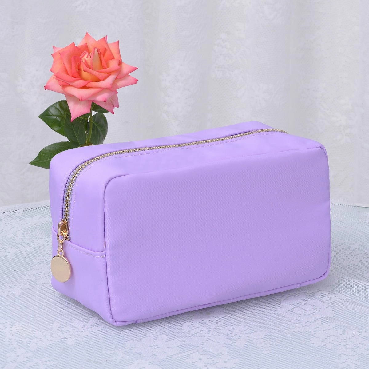 HM1012 Emma Round Zippered Nylon Cosmetic Pouch Bag Minimal Functionality Everyday Travel