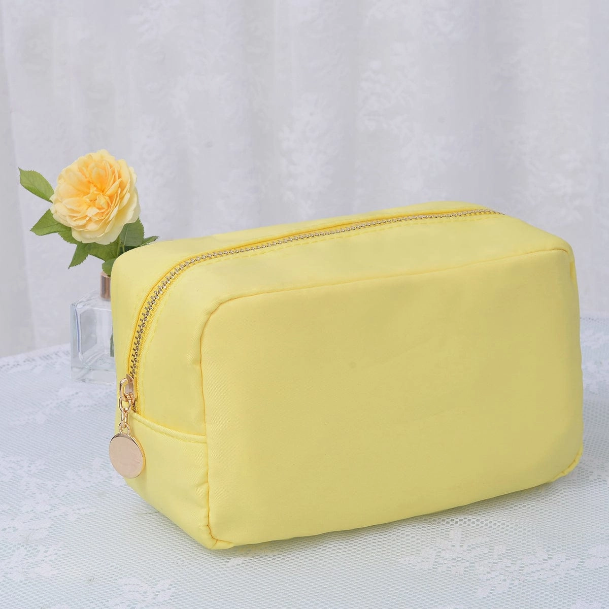 Portable Travel Daily Companion HM1012 Emma Round Zippered Nylon Cosmetic Pouch Bag
