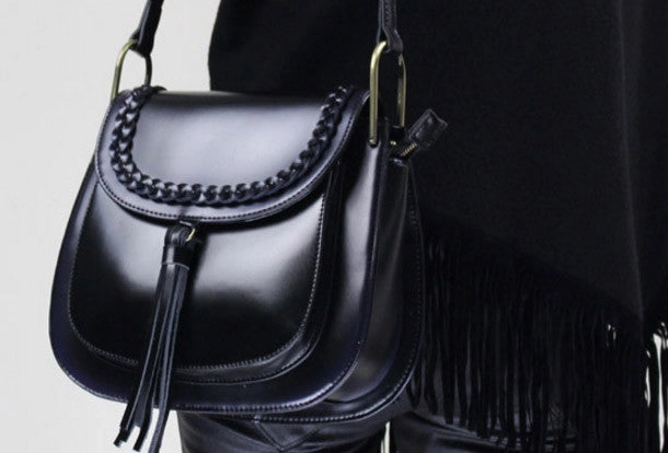 Genuine Leather handbag shoulder bag black red for women leather crossbody bag Trendy Outfit