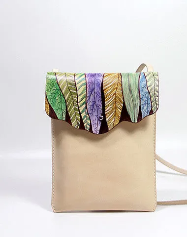 Sleek Accent Handmade vintage custom hand painted leather small shoulder bag /handbag for women