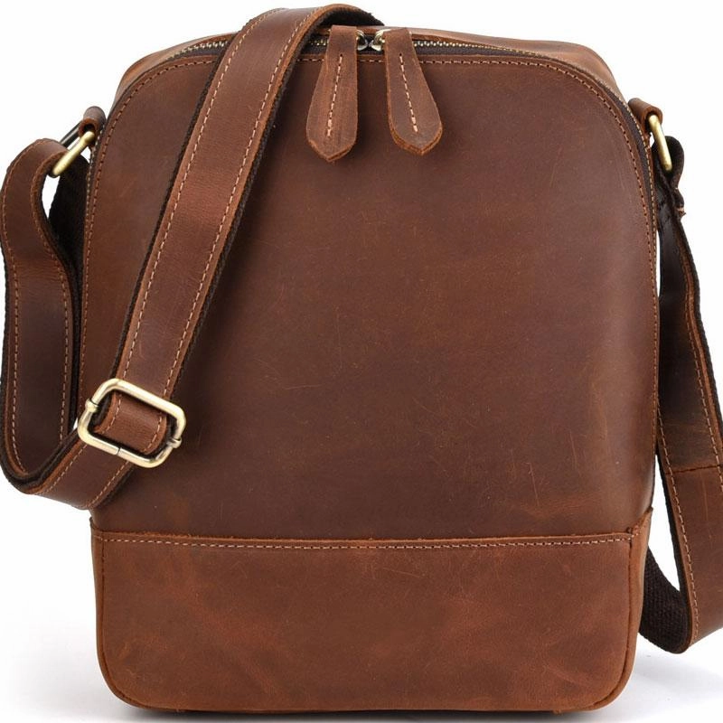Versatile Comfort Everyday Comfort Cool Dark Brown Leather Mens Tablet Messenger Bag Small Side Bag Courier Bag For Men