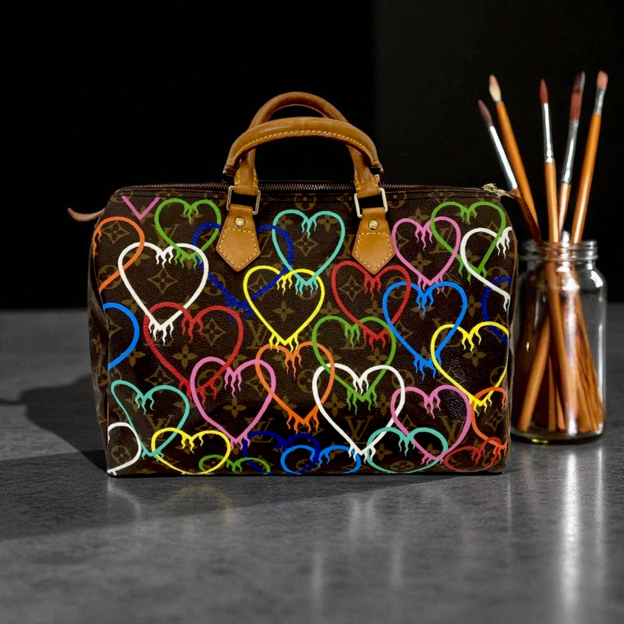 Modern Lifestyle Flexible Carry Dripping Multi Colored Hearts