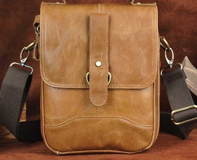 Cool Vintage Leather Mens Small Side Bag Messenger Bag Shoulder Bags for Men All Season