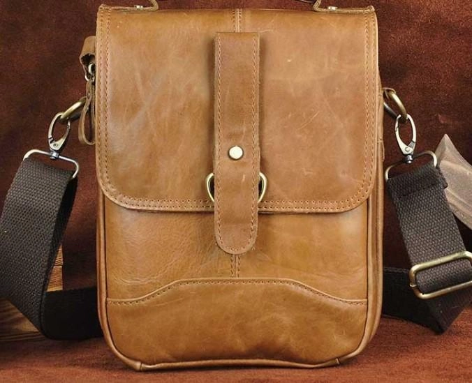 Simple Functionality Compact Design Cool Vintage Leather Mens Small Side Bag Messenger Bag Shoulder Bags for Men