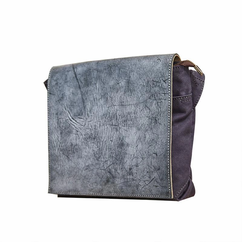 Fashion Simplicity Urban Travel Canvas Leather Mens Small Navy Side Bag Canvas Square Messenger Bags Canvas Travel Courier Bags for Men