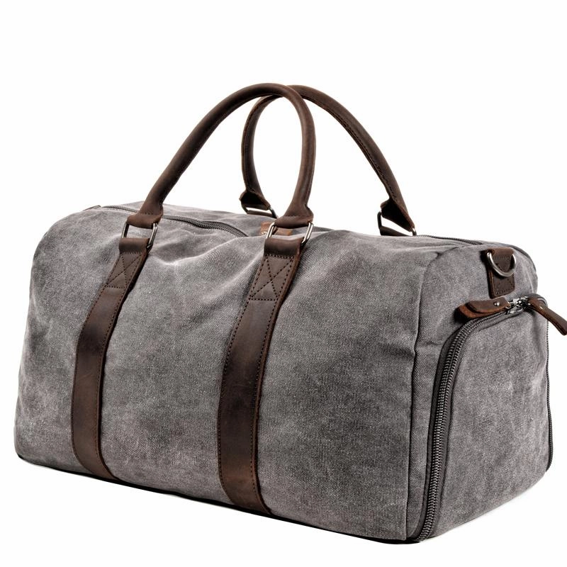 Waxed Canvas Leather Mens Large Travel Weekender Bag Waterproof Duffle bag for Men Star Navigation Versatile Use Options