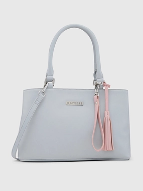 Caprese Shally Medium Grey Pink Satchel Bag Simple Outline Bold Touch