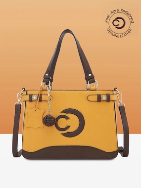 Crossbody Style Shoulder Carry Caprese Minimal Formal Medium Yellow Satchel Bag