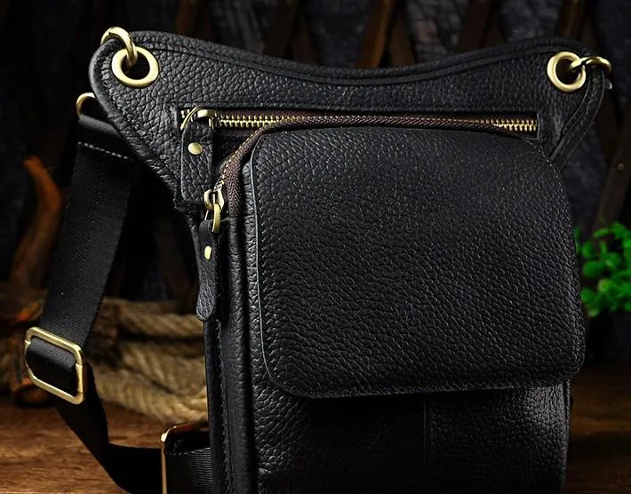 Adventure Gear Biker Mens Leather Drop Leg Bags Waist Bag Belt Pouch Pack Sides Bags for Men