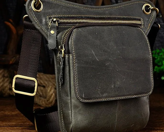 Biker Mens Leather Drop Leg Bags Waist Bag Belt Pouch Pack Sides Bags for Men Refined Comfort Soft leather wallet