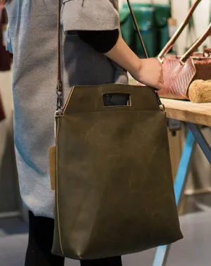 Handmade Leather big handbag dark green for women leather shoulder bag vintage All-Occasion Bag Stylish Everyday