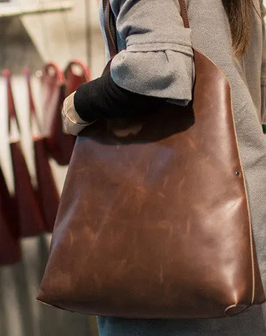 Handmade Leather vintage Large tote bags coffee for women leather shoulder bag Eco-Conscious Choice Casual Outfit