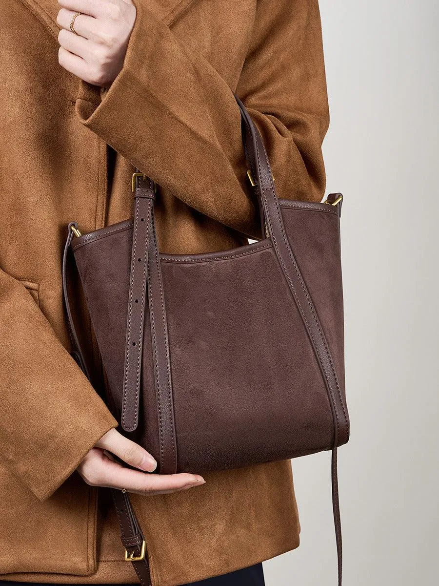 simple design Elegant Suede Leather Tote Bag with Adjustable Strap | Shoulder Bag for Women