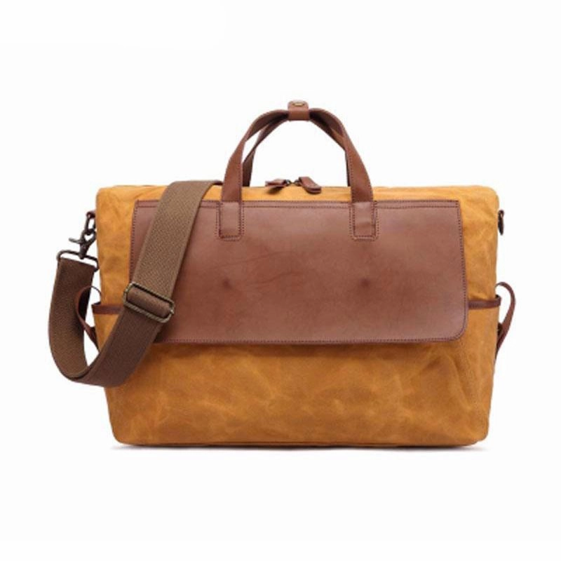 Durable Design Mens Canvas Leather Briefcase Handbag Laptop Bag Business Bag for Men