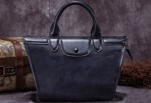 Stylish Line Classic Function Genuine Leather Handbag Vintage Mini Tote Bag Shoulder Bag Crossbody Bag Purse For Women