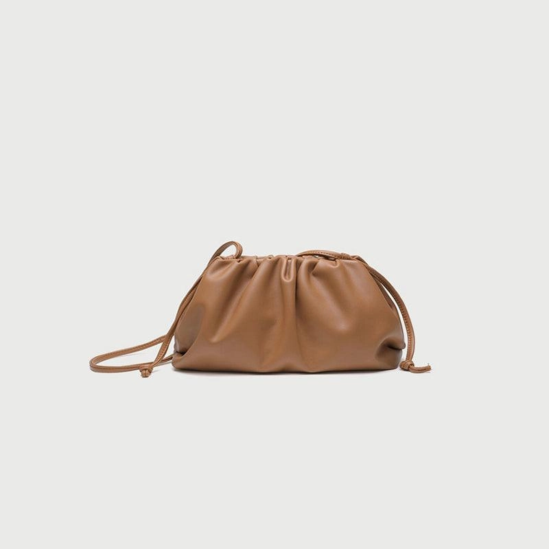 Minimal Embellishment Versatile Look Silky Lambskin Leather Women's Cloud Bag With Pleated Design, Crossbody Clutch Party Bag