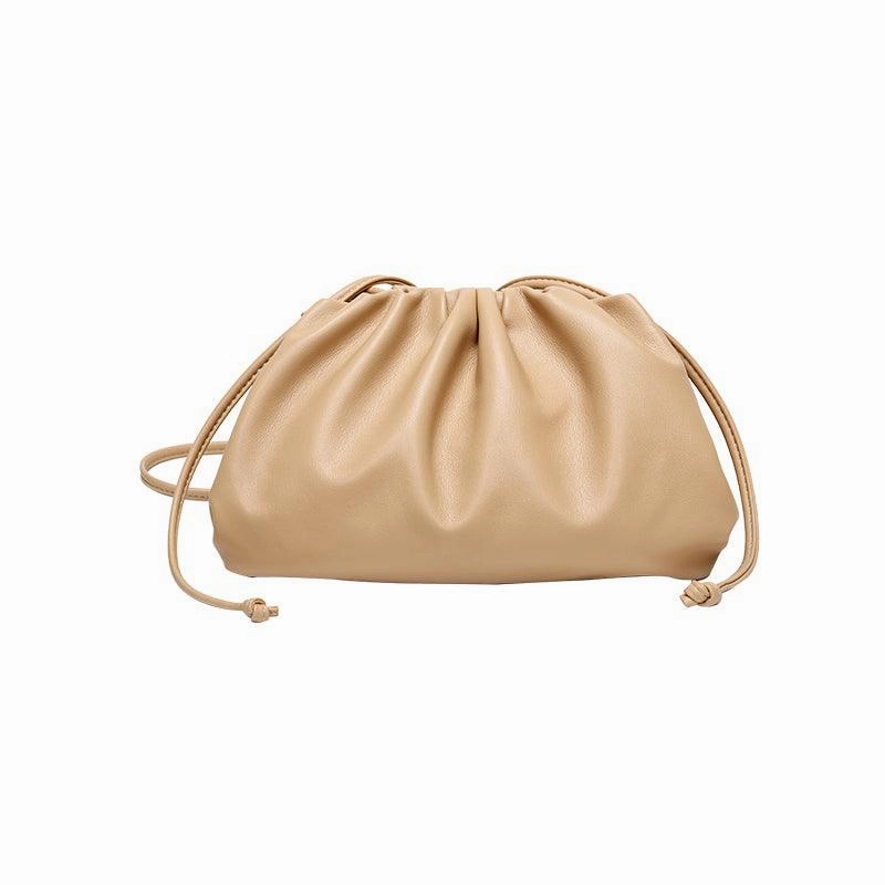 Silky Lambskin Leather Women's Cloud Bag With Pleated Design, Crossbody Clutch Party Bag Formal Occasion
