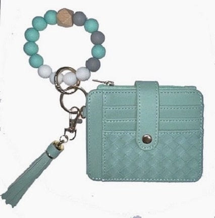 BB139x205 Nina Beaded Keychain Bracelet & Woven Wallet Combo Travel Companion Sleek Finish