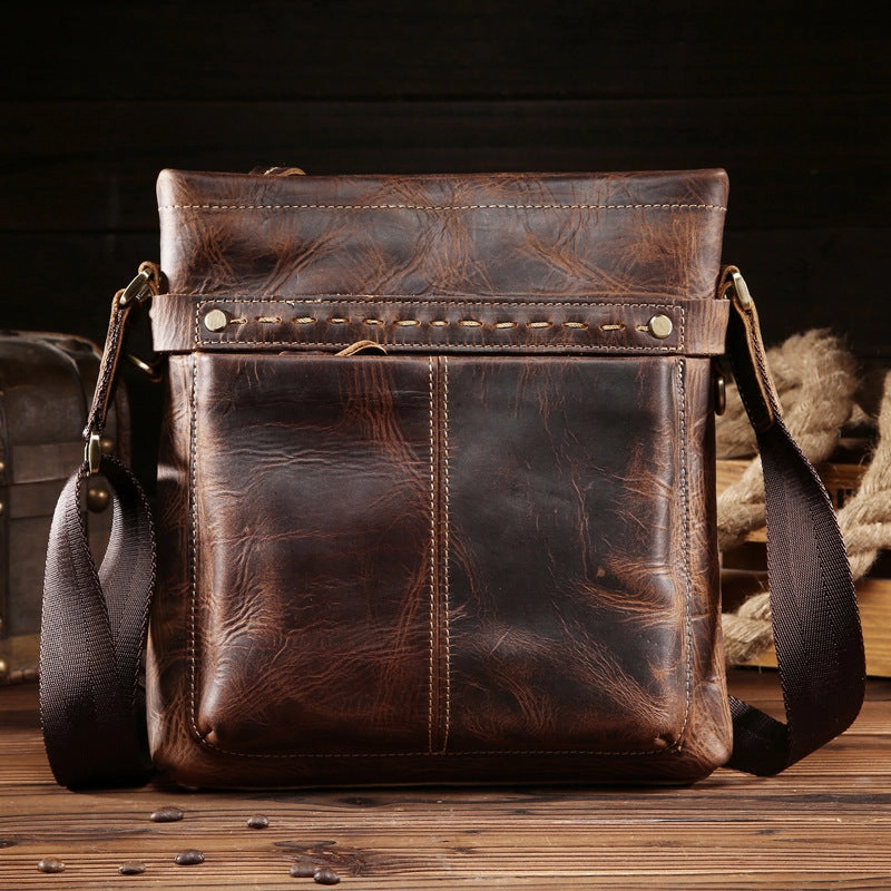 Daily Journey Everyday Reliability Vintage Leather Cool Small Messenger Bag Shoulder Bag For Men