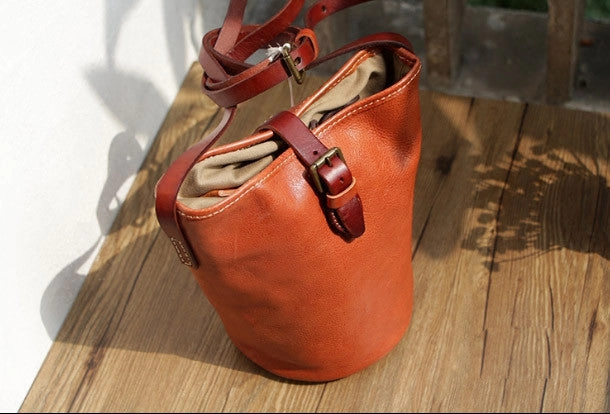 Handmade Leather bag for women leather shoulder bag crossbody bag bucket bag Smart Outfit Compact Solution