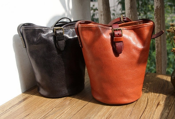 Light Easy Carry Lightweight Carryall Handmade Leather bag for women leather shoulder bag crossbody bag bucket bag