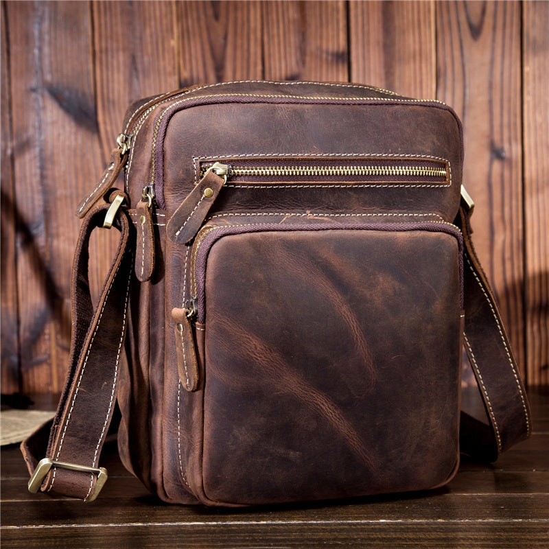 Daily Journey Men Leather Small Messenger Bag Cool Vintage Shoulder Bag for men