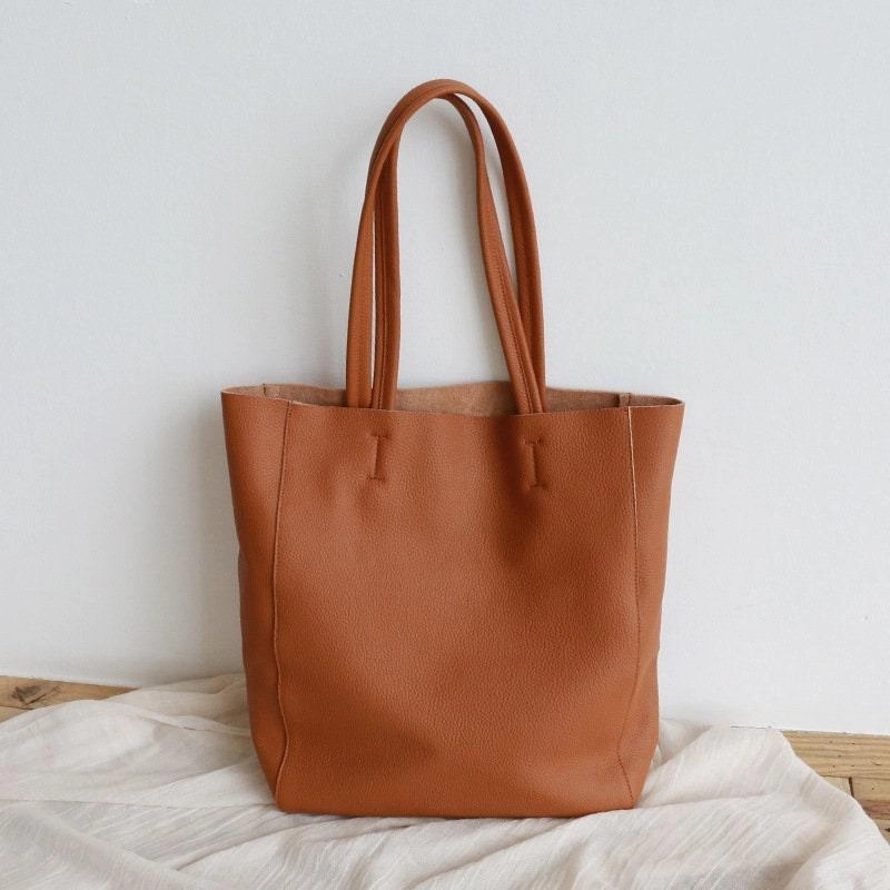 Light Fashion Stylish Work Bag Handcrafted Leather Tote Bag ?? Grain Leather Large Tote Bag Caramel Colour, Birthday gift for her,