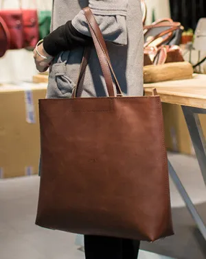 Handmade Leather Big Large tote bag dark green coffee brown for women leather shoulder bag classic accessory Casual Outfit