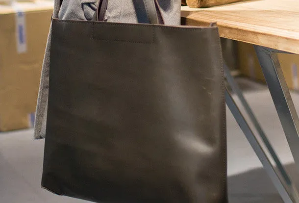 Practical Travel Handmade Leather Big Large tote bag dark green coffee brown for women leather shoulder bag