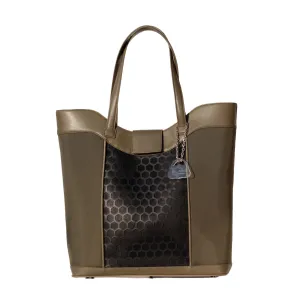 Khaki Glow Tote Organized Essentials Patterned Shopper