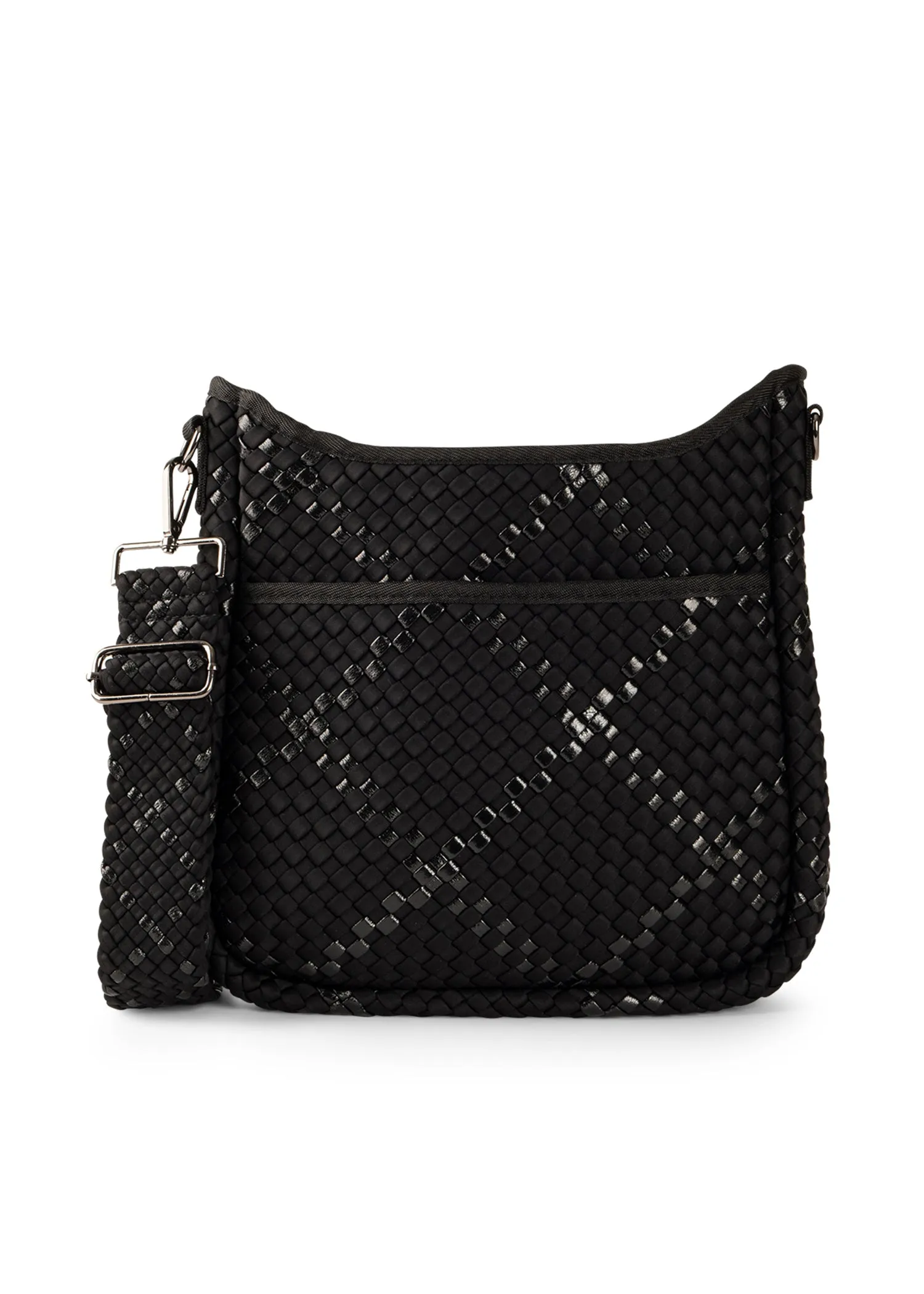 Practical Compact Form Blake Noir Woven Crossbody Bag
