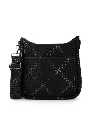 Practical Compact Form Blake Noir Woven Crossbody Bag