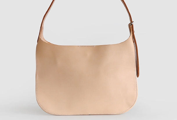 Premium Feel Handmade Leather handbag shoulder bag beige for women leather shoulder purse