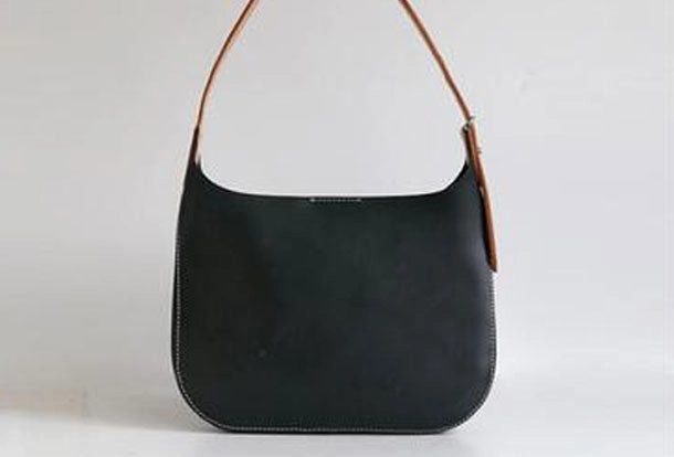 Smooth Edge Handmade Leather handbag shoulder bag beige for women leather shoulder purse