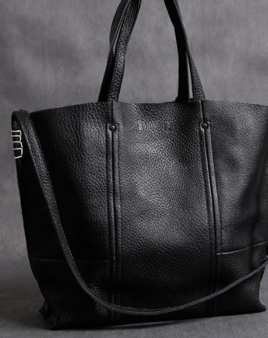 Handmade Leather black tote bag for women leather shoulder bag handbag Bold fashion tote Effortless Chic