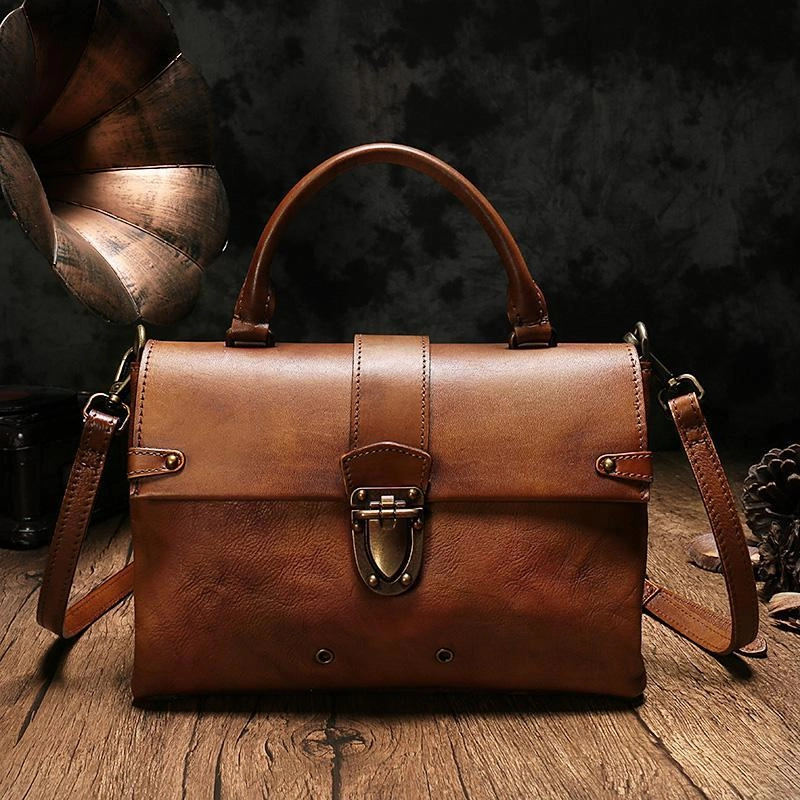 Travel Lifestyle Vintage Womens Brown Leather Satchel Handbags Purse Shoulder Crossbody Bags for Ladies