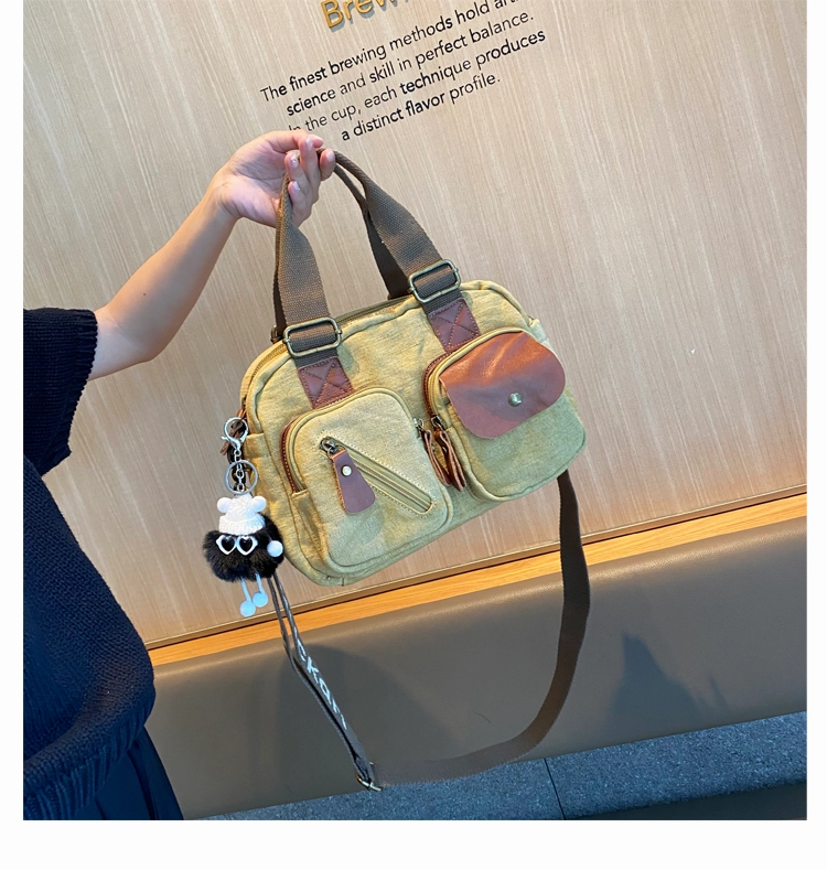 Dark Green Canvas Women's Handbags Canvas Leather Handbags Shoulder Bag Crossbody Bag and Practical large purse. Chic Signature