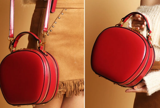 Lightweight Organizer Chic Detail Genuine Leather round crossbodybag handbag shoulder bag for women leather bag