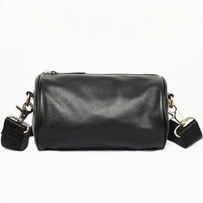 Compact Comfort Easy Access Black Leather Mens Small Casual Bucket Bag Barrel Messenger Bags Brown Postman Bag For Men