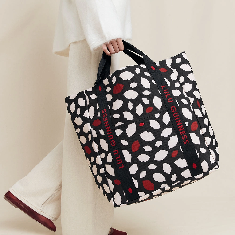 Shopping Companion BLACK MULTI FLURRY OF KISSES TOTE