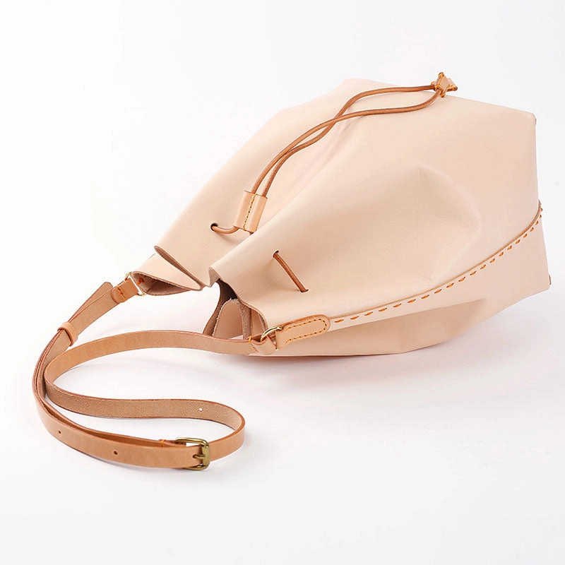 Cute Handmade Leather Womens Bucket Shoulder Bag Barrel Crossbody Purse for Women Trendy Organizer Casual Look