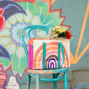 Premium Leather Stylish Companion Rainbow Shoulder Tote