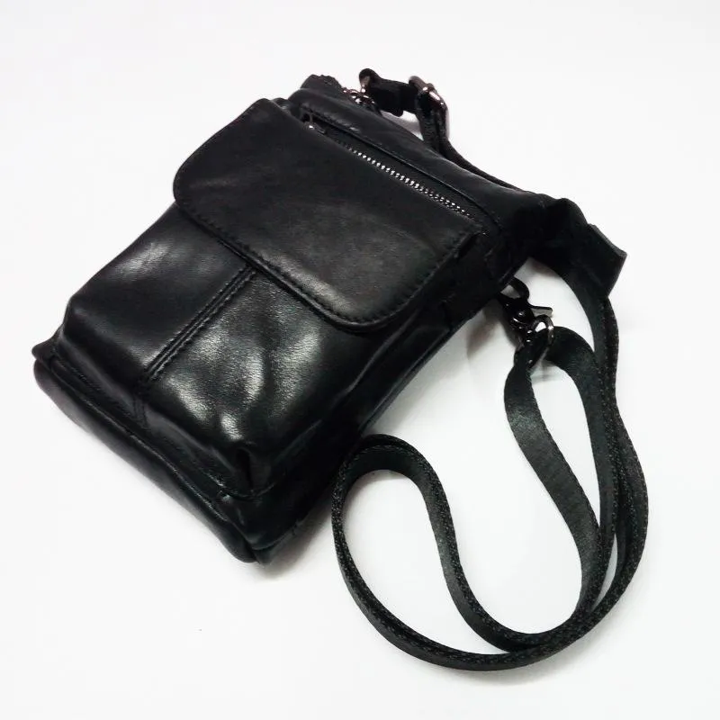 Mens Leather Small Side Bag Waist Pouch Holster COURIER BAG Belt Case Belt Pouch for Men Secure Storage